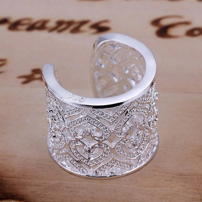 925 Sterling Silver Ring Women Crystal Noble Charms