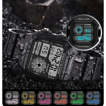 Mens Digital Watch Sports Luminous Multifunction Waterproof  Wristwatch