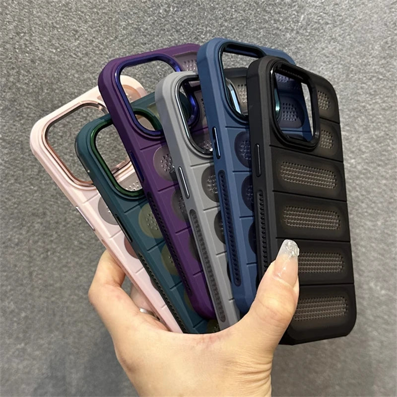 Luxury Heat Dissipation Breathable Hole Case For iPhone 16 15 14 13 12