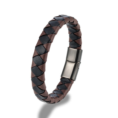 Unisex Braided Leather Bracelet Magnetic Buckle Bracelets