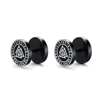 Gothic Norse Viking Runes Stud Earrings for Men Rock Punk Stainless Steel