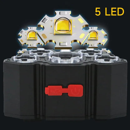 5 LED Flashlight Rechargeable Head Light Headlamp