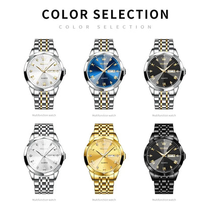 Mens Quartz Watch Waterproof Luminous Stainless Steel Wristwatch
