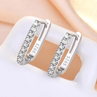 High Quality 925 Sterling Silver Crystal Fashion Circle Hoop Woman Earrings