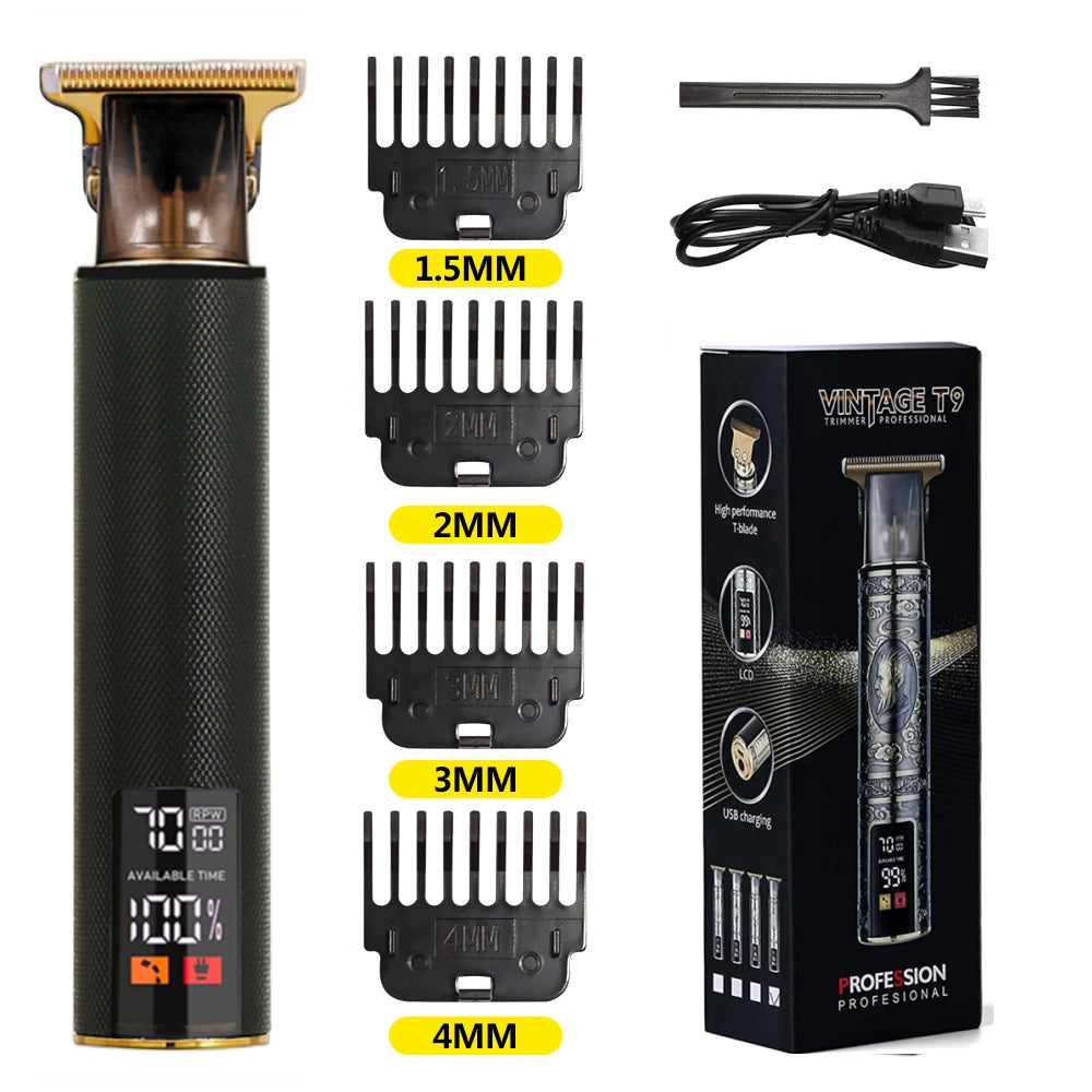 T9 LCD Electric Hairdresser Mens Clipper Hair Precision Trimmer