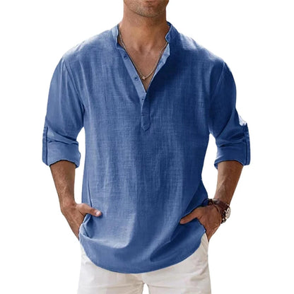 Cotton Linen Shirts for Men Casual Shirts Lightweight Long Sleeve