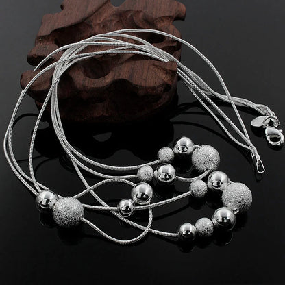 Fine Jewelry Charm 925 Sterling Silver Bead Womens Necklace