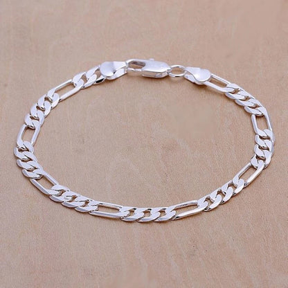 925 Sterling Silver Bracelet 6mm Chain for Men Women