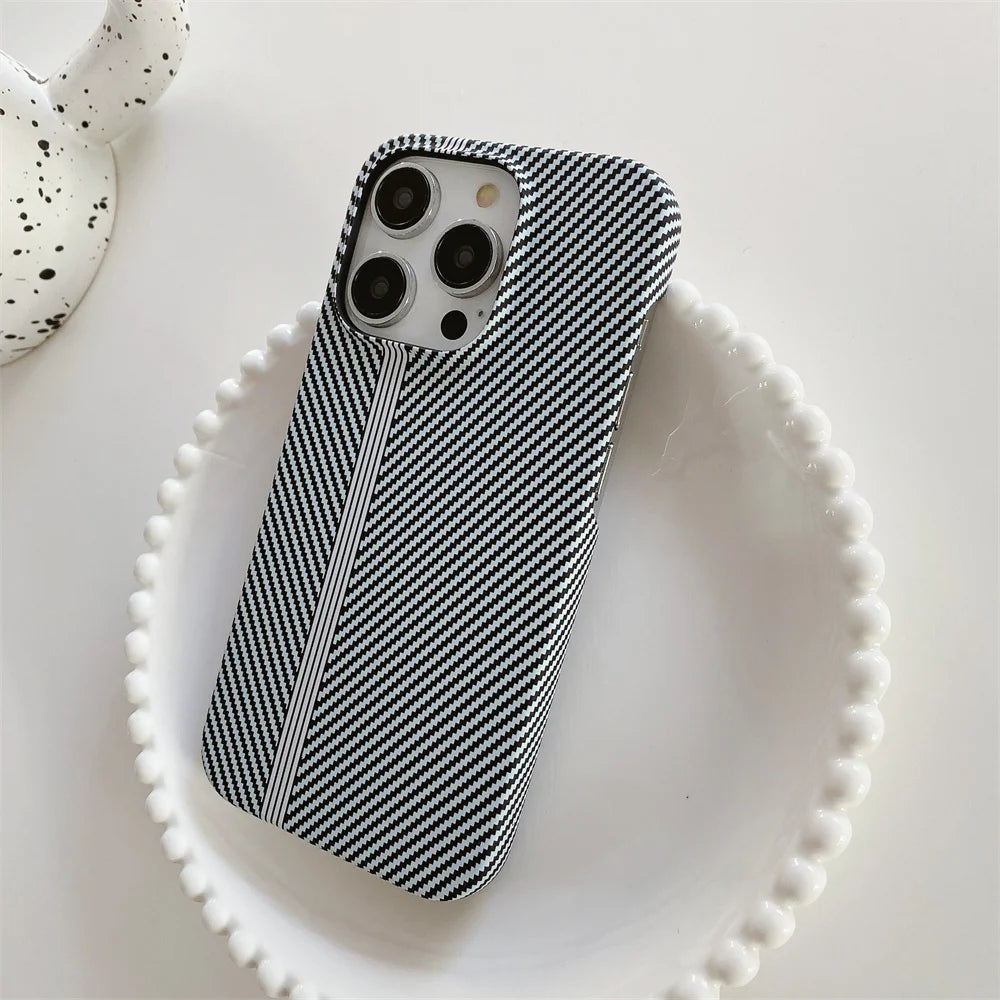 Luxury Carbon Fiber Pattern Cooling Case for iPhone 16 15 14 13 Pro Max