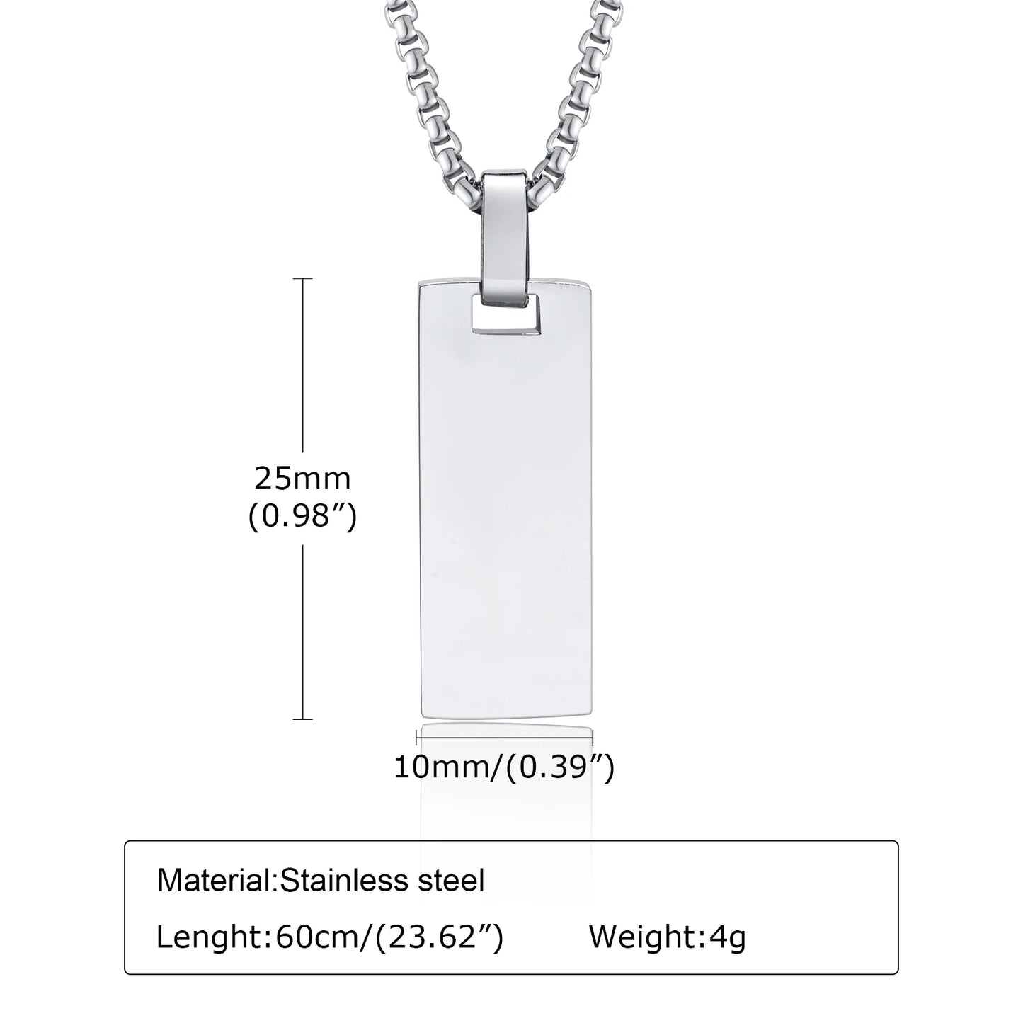 Mens Initial Vertical Bar Necklaces Waterproof Stainless Steel