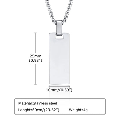 Mens Initial Vertical Bar Necklaces Waterproof Stainless Steel