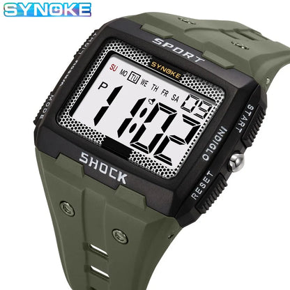 Mens Sports Digital Watch Waterproof Square Student Watch