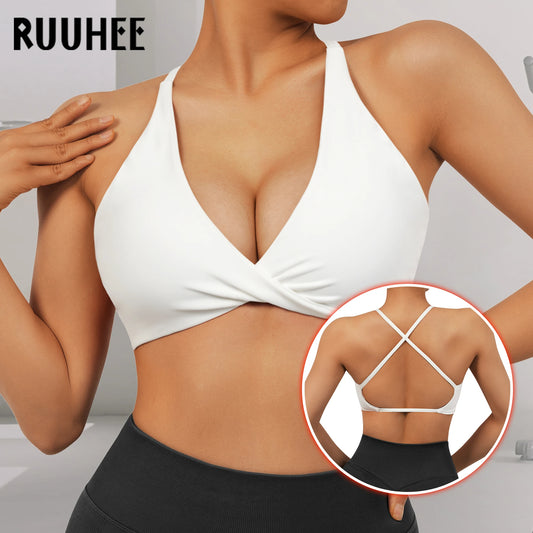 Push Up Sports Bra Womens Underwear Padded Bralette Sports Bra Cross Criss Top