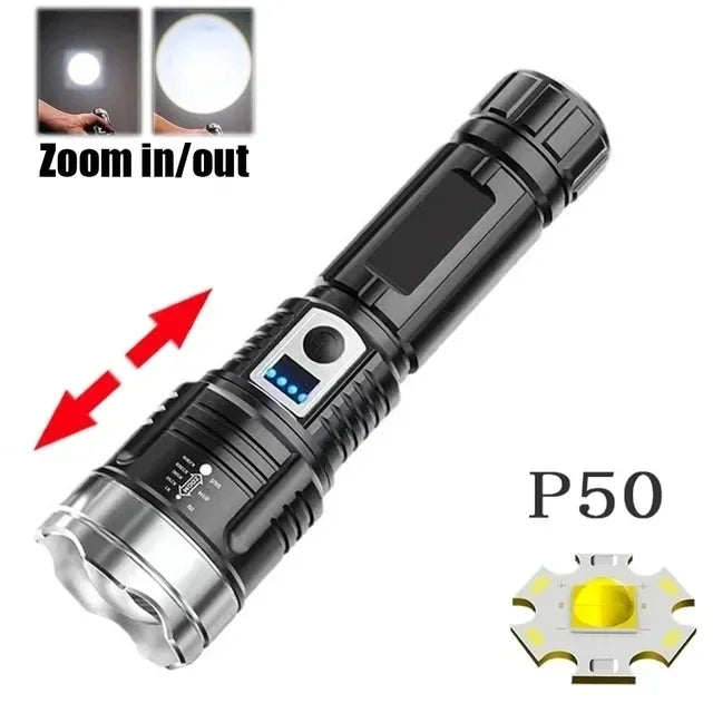 30W P50 COB Strong Light Flashlight Rechargeable Bright LED Lamp