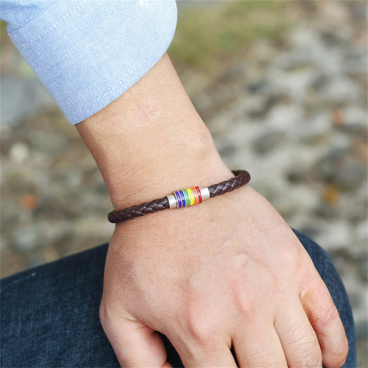 Handmade Leather Rainbow Bracelets For Women Men Fashion Love Pride