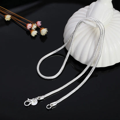 925 Sterling Silver Solid Snake Chain Necklace For Mens Women