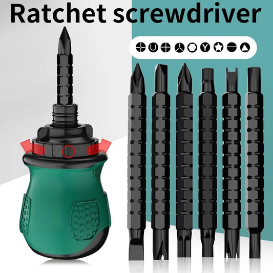 Ratchet Screwdriver Set 13 In 1 Short Handle Cross Groove Drill