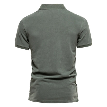 Cotton Solid Color Mens Polo Shirts Casual Short Sleeve Shirt