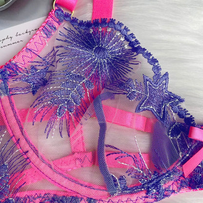 Pink Fancy Lingerie Floral Luxury Lace See Through Underwear