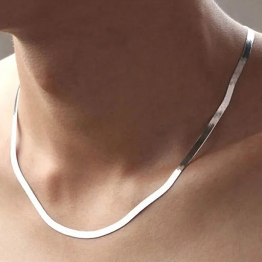 925 Sterling Silver 4MM Blade Chain Necklace for Women Men