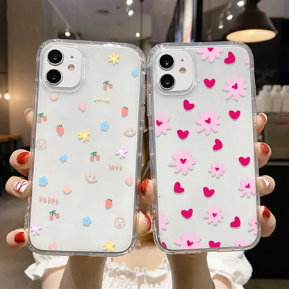 Love Heart Clear Phone Case For iPhone 16 15 14 Pro Max Shockproof