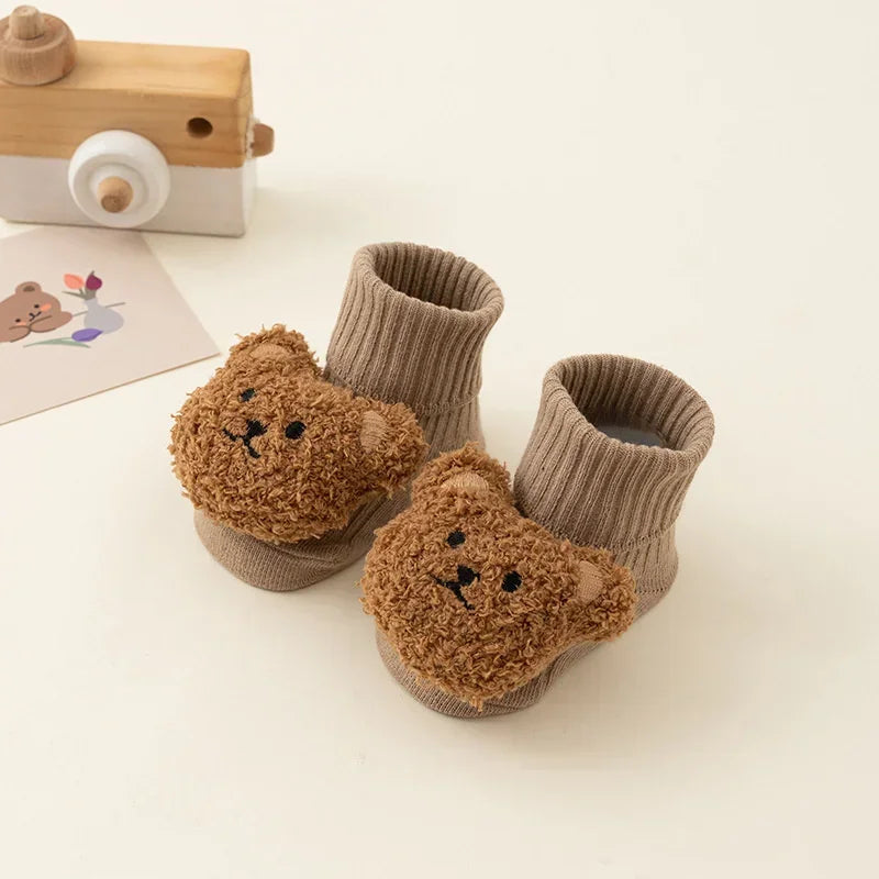 Cute Cartoon Bear Baby Socks for Boy Girl Winter Soft Cotton Anti Slip