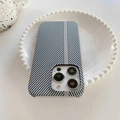 Luxury Carbon Fiber Pattern Cooling Case for iPhone 16 15 14 13 Pro Max