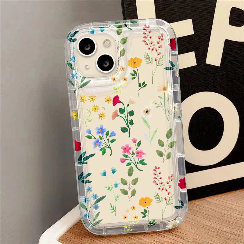 Flower Phone Case For iPhone 16 15 Aesthetic Floral Cute Cover