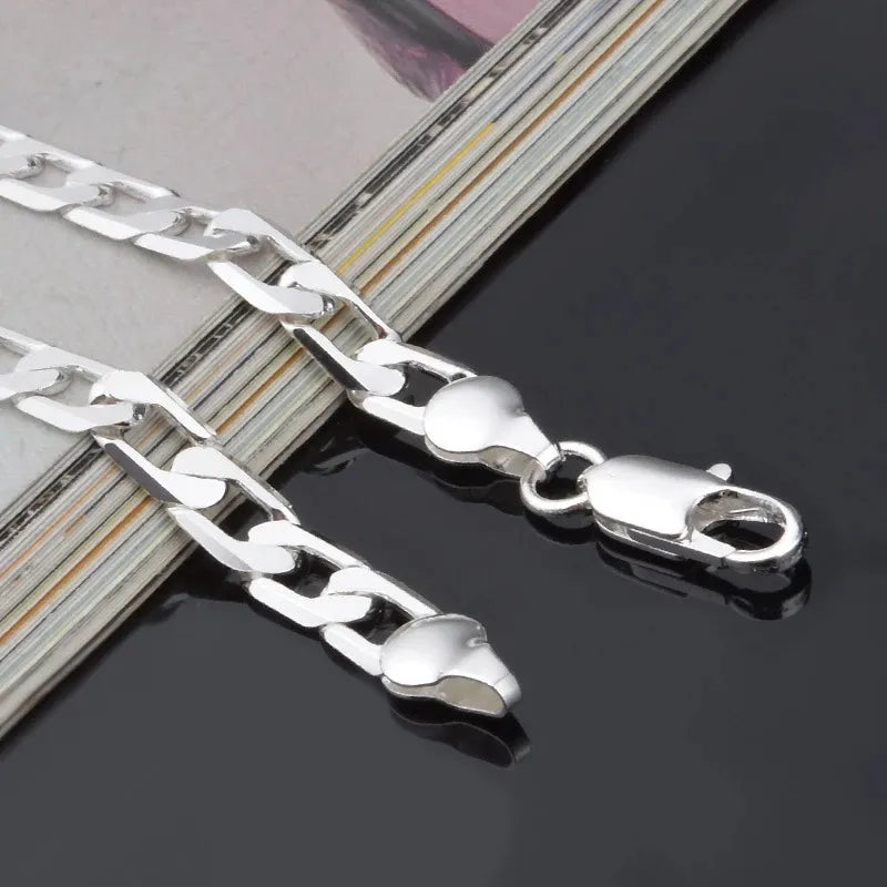 925 Sterling Silver Mens Bracelet Sideways Silver Bracelets