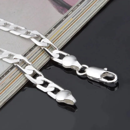 925 Sterling Silver Mens Bracelet Sideways Silver Bracelets