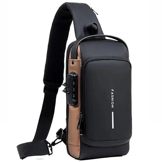 Mens Multifunction Anti Theft USB Shoulder Bag