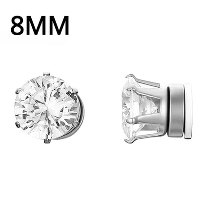 1Pairs Crystal Strong Magnetic Ear Stud Clip Earrings for Men and Women