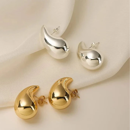 925 Sterling Silver 18K Gold Plated Chunky Dome Water Drop Earring