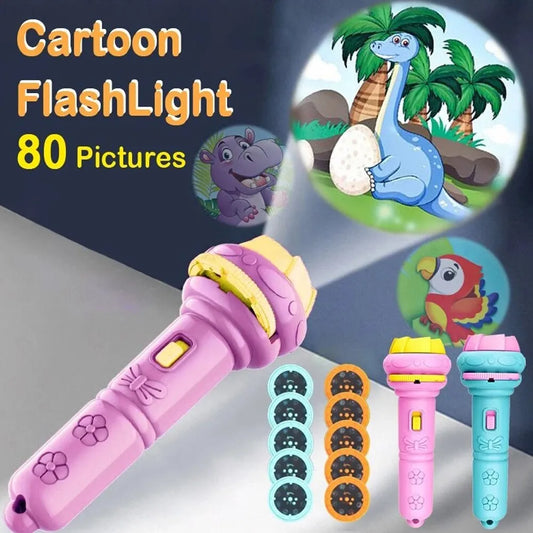 10 Cards Cartoon Projection 80 Patterns Creative Flashlight Toy