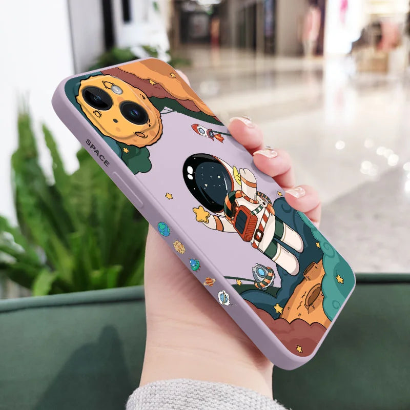 Hello Astronaut Phone Case For iPhone 16 15 14 13 Pro Max Mini