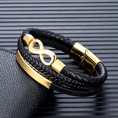 Classic Men Infinity Bracelet Multilayer Braided Leather Bracelets