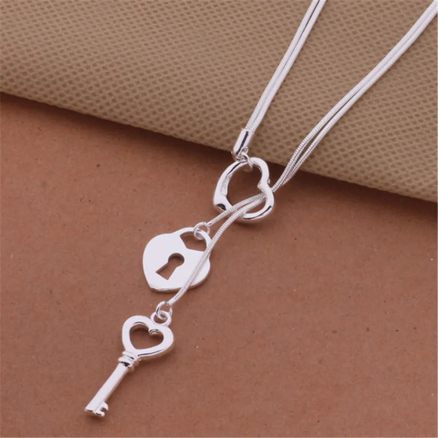 925 Sterling Silver Charms Necklace High Quality Jewelry