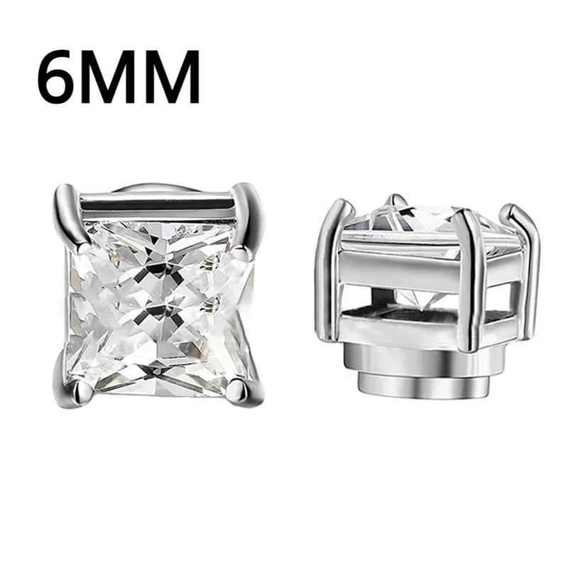 1Pairs Crystal Strong Magnetic Ear Stud Clip Earrings for Men and Women