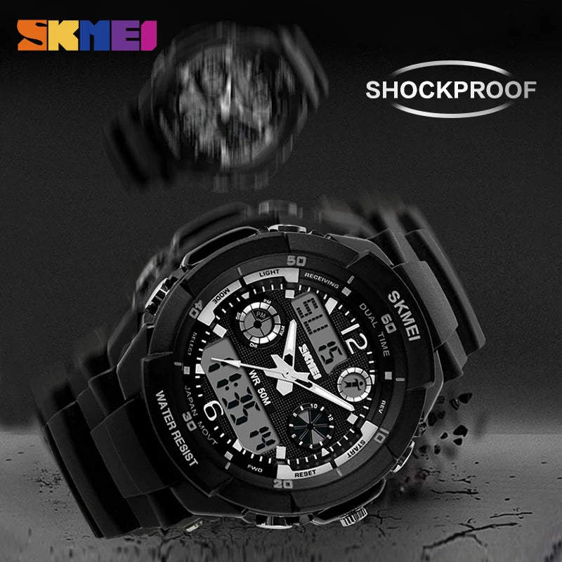 Kids Shockproof Waterproof Digital Watch Outdoor Boy Sport