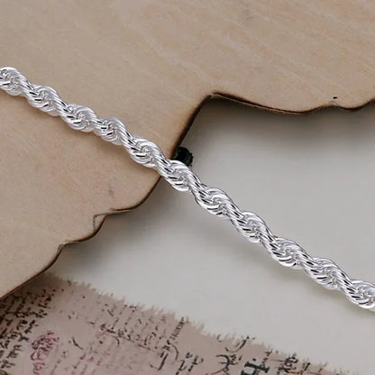 925 Sterling Silver Chain Exquisite Twisted Unisex Bracelet Fashion Charm Chain