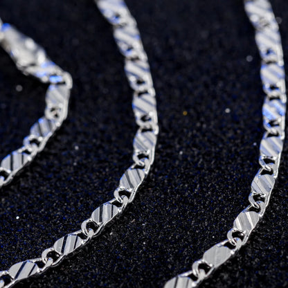 925 Sterling Silver 2MM Flat Clavicle Chains Necklaces for Men Women