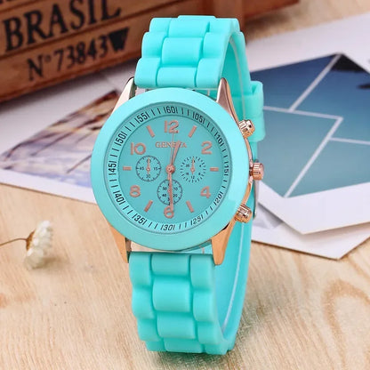 Ladies Fashion Watch Womens Silicone Quartz Wristwatch