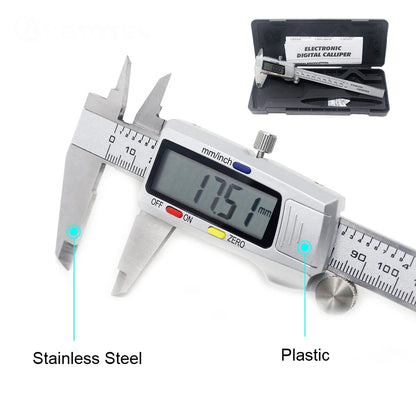 6 Inch 150mm Digital Vernier Caliper Stainless Steel Micrometer Depth Ruler