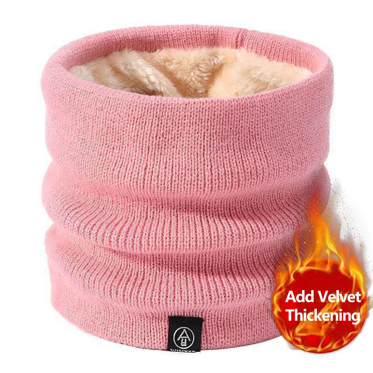 Solid Winter Plush Muffler Woolen Knitting for Women Fleece Neck Scarf