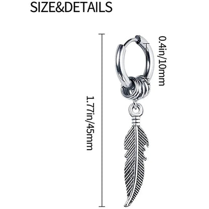 Korean Fashion Cross Feather Stud Unisex Earrings Punk Rock Style