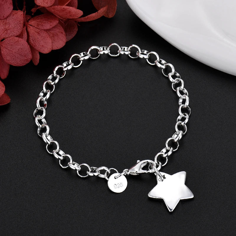 925 Sterling Silver Charm Star Bracelets for Womens