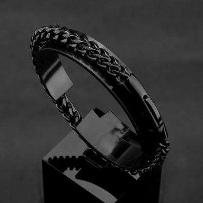 Mens Punk Rock Chain Bracelet Stainless Steel Magnet Bracelets