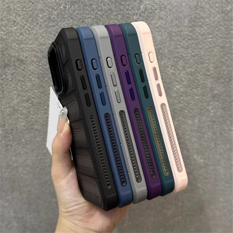 Luxury Heat Dissipation Breathable Hole Case For iPhone 16 15 14 13 12