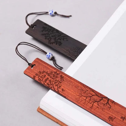 Wooden Bookmark Retro Carving Mahogany Book Mark