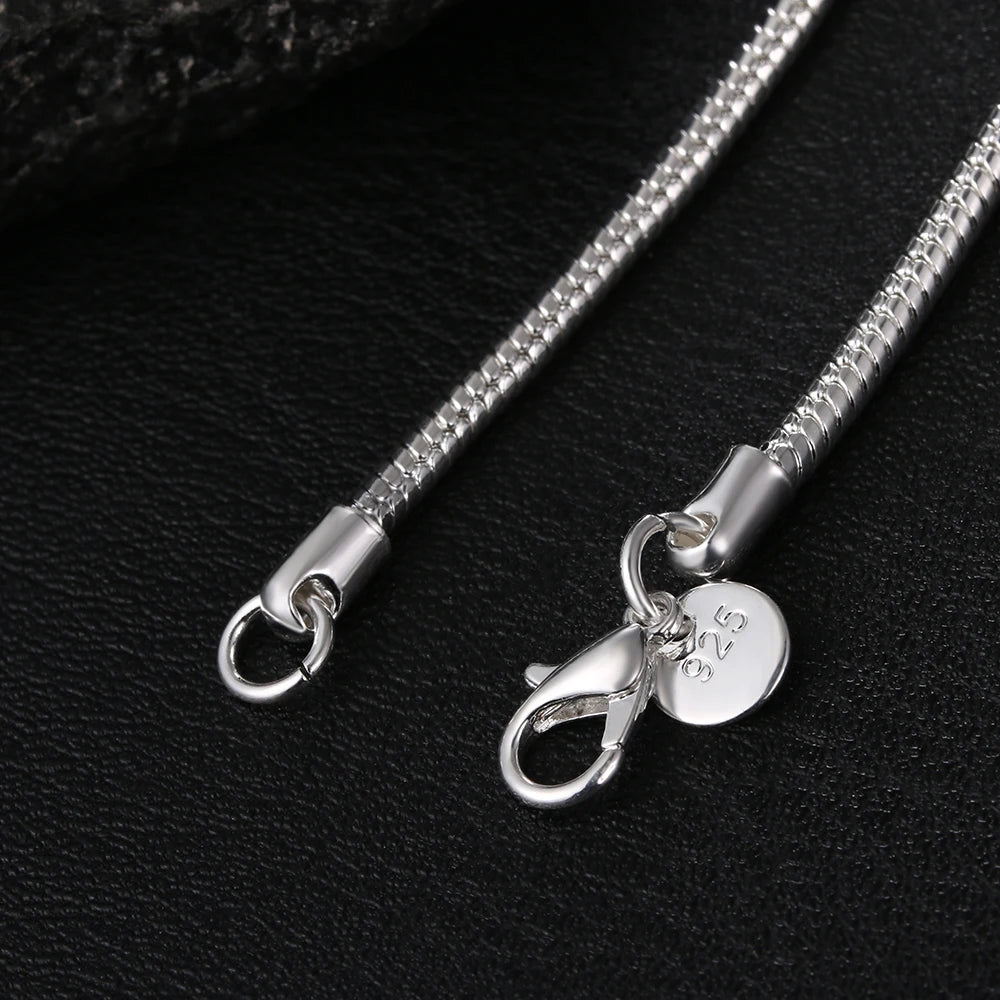 925 Sterling Silver Solid Snake Chain Necklace For Mens Women